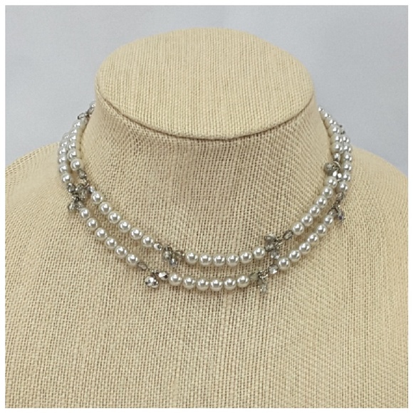 Silvertone Faux Pearls with Accent Beads - Picture 1 of 8